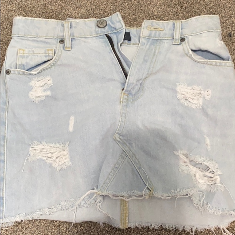 light wash jean skirt